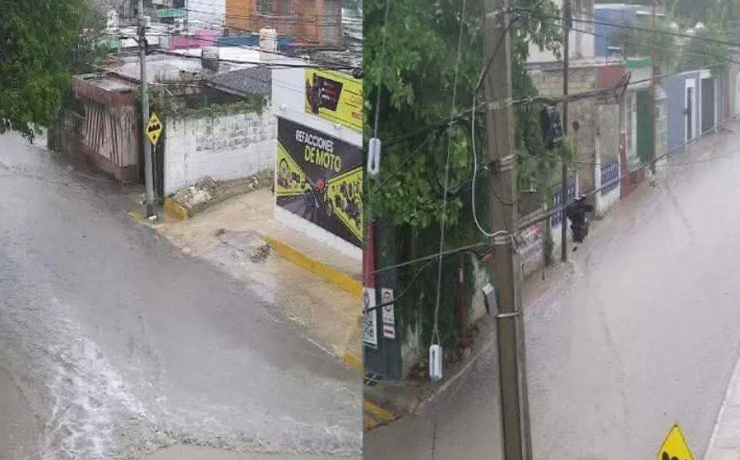 Tormentas inundan calles en Campeche