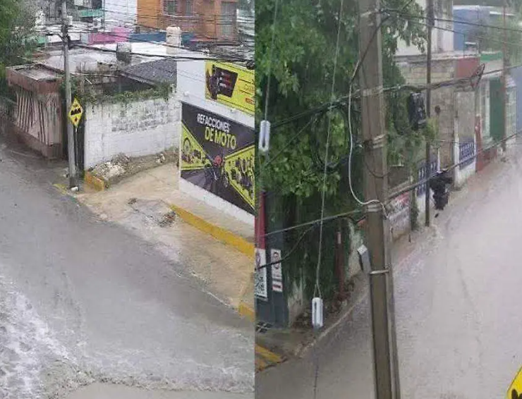 Tormentas inundan calles en Campeche