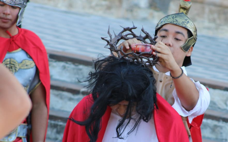 Viacrucis viviente en el Centro Histórico de Campeche