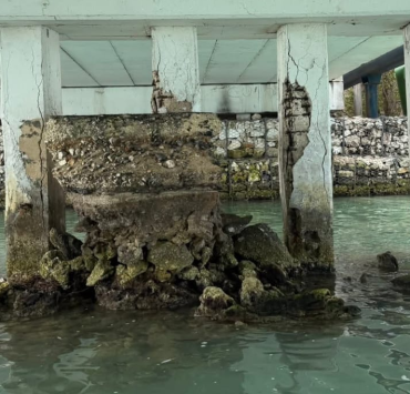 Detectan daño estructural en columnas del viaducto Sabancuy.