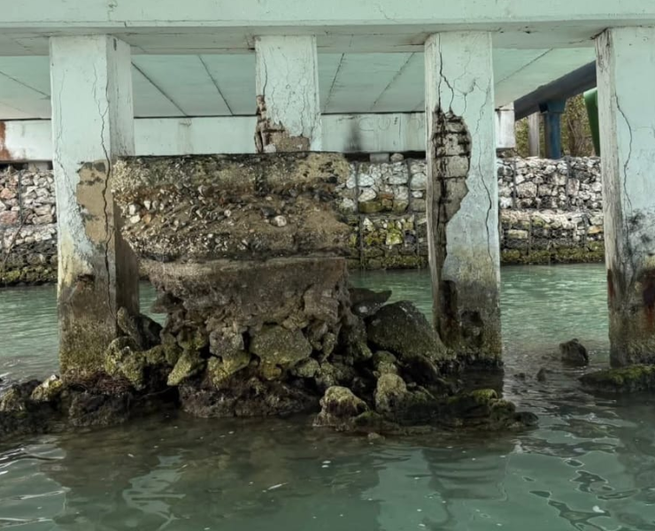 Detectan daño estructural en columnas del viaducto Sabancuy.
