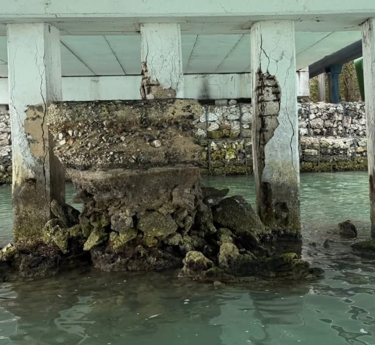 Detectan daño estructural en columnas del viaducto Sabancuy.