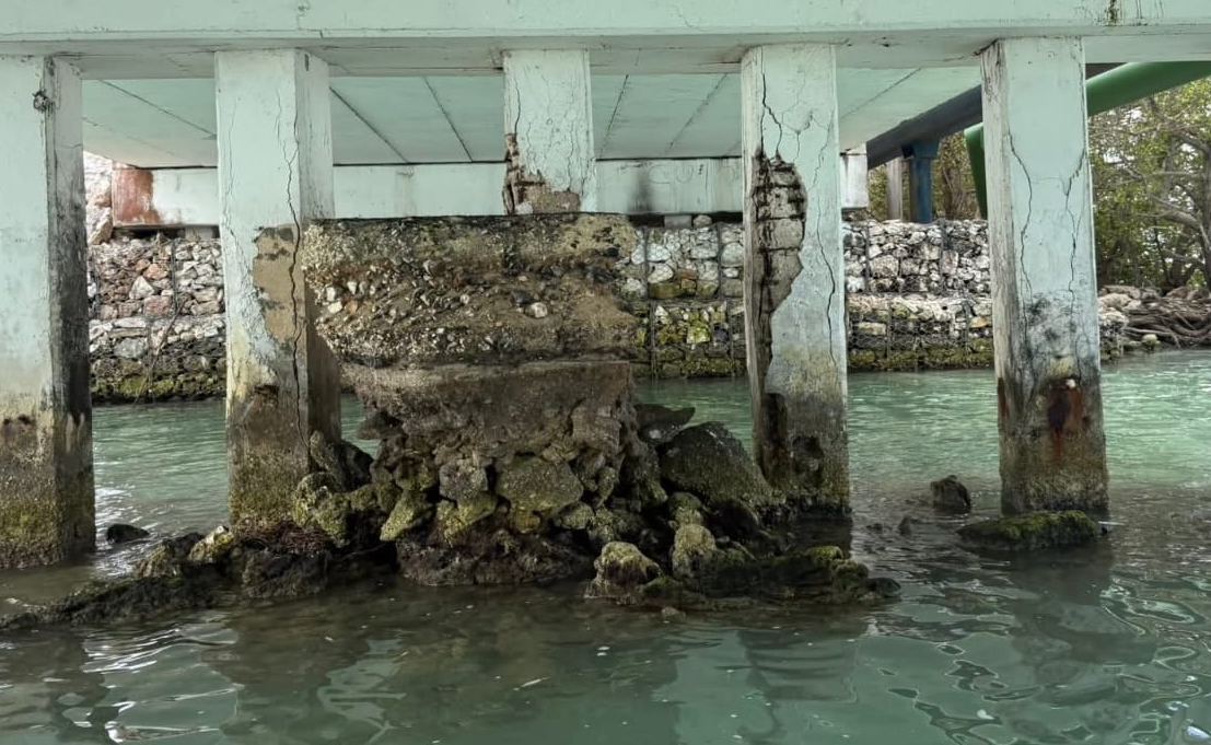 Detectan daño estructural en columnas del viaducto Sabancuy.