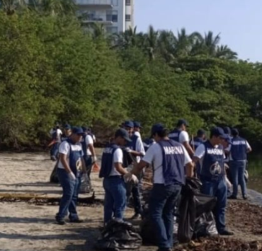 Armada de México encabeza jornada masiva de limpieza en costas de Campeche.