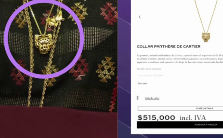 Critican a Sansores por su costoso collar mientras "no tiene para pagar la luz"