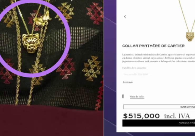 Critican a Sansores por su costoso collar mientras "no tiene para pagar la luz"