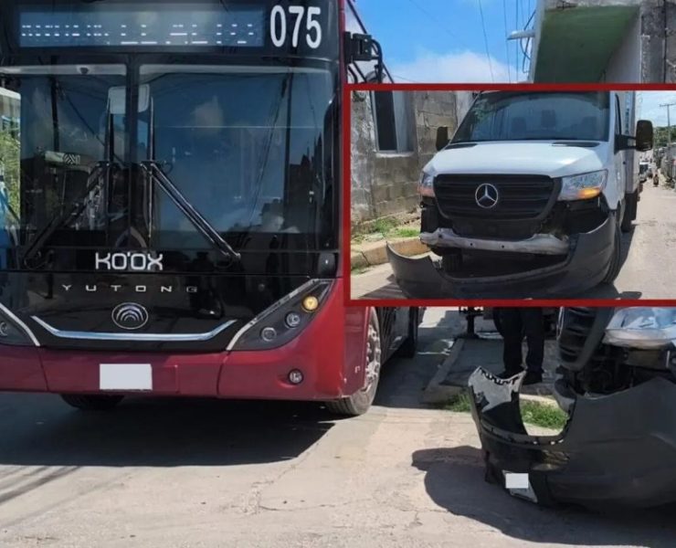 Accidente entre vehículo particular y autobús Ko'ox