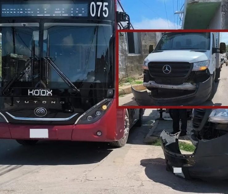 Accidente entre vehículo particular y autobús Ko'ox