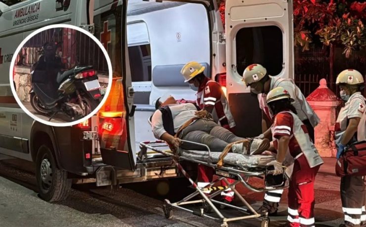 Aparatoso accidente en motocicleta en el barrio de San Francisco, Campeche.