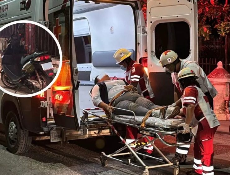 Aparatoso accidente en motocicleta en el barrio de San Francisco, Campeche.
