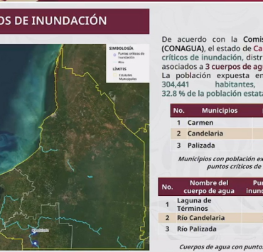 Puntos críticos de inundación alertan a Campeche
