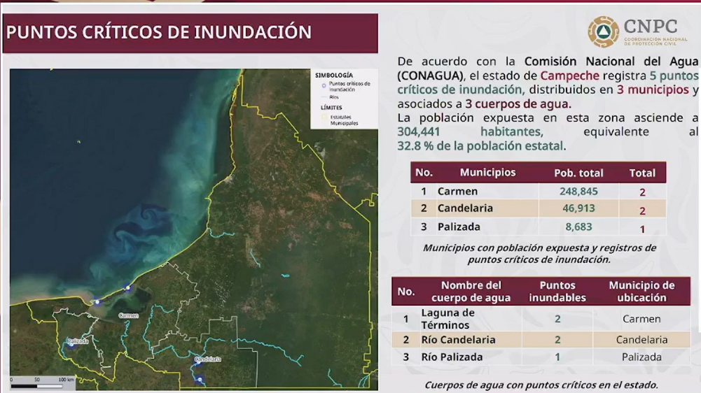 Puntos críticos de inundación alertan a Campeche
