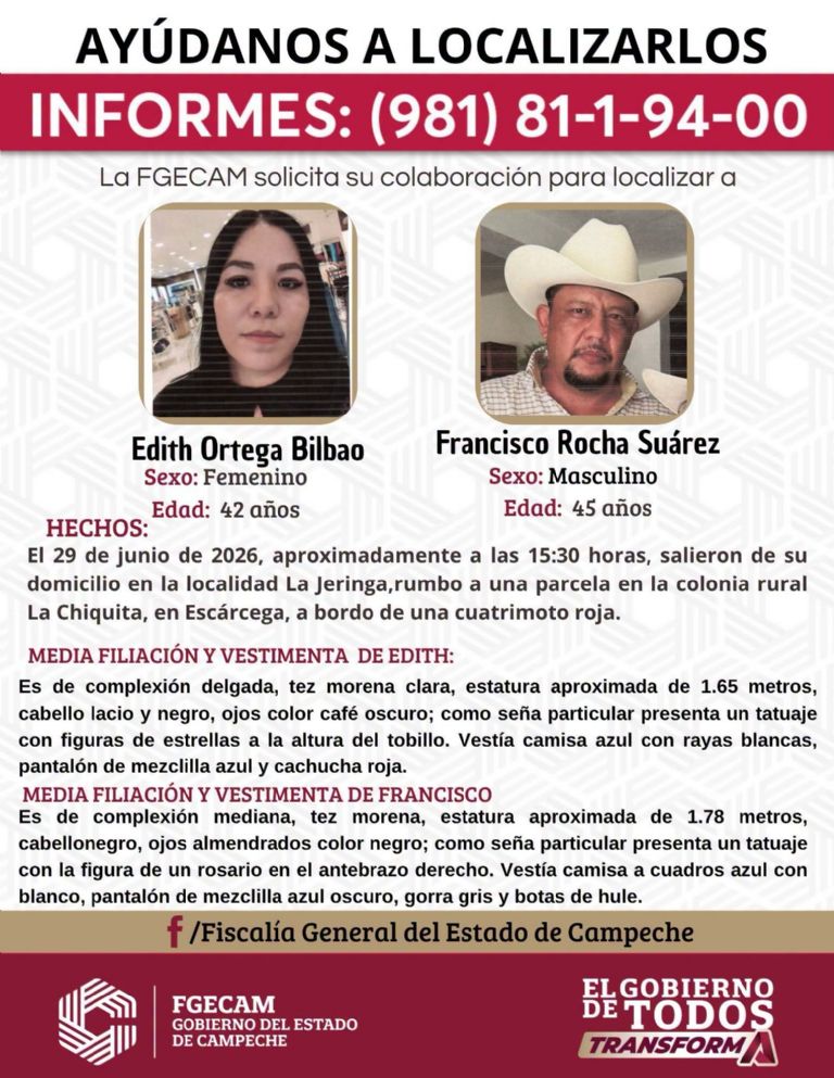 Hallan sin vida de pareja tras operativo en Escárcega