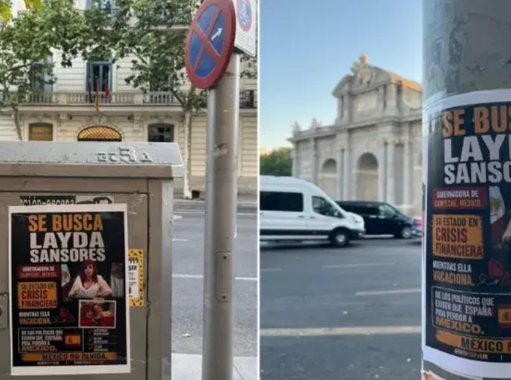 Colocan carteles en Madrid contra Layda Sansores