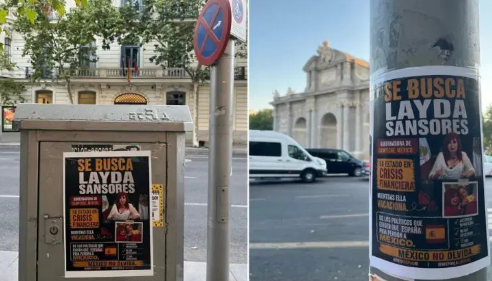 Colocan carteles en Madrid contra Layda Sansores