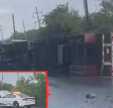 Tráiler vuelca de madrugada en Campeche